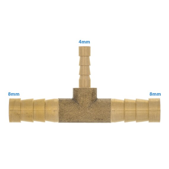 Raccord En Laiton En Forme De Té - 4 Mm - Pour Eau, Gaz, Huile - Pression Max 8 Bars, Température Max 90°C - Connexion Hexagonale