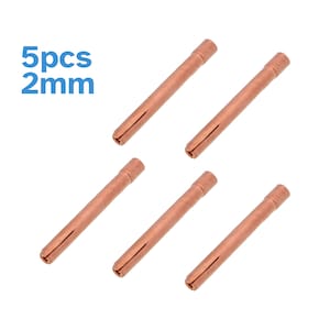 5 Stück 2,0 mm x 50 mm Kupfer Spannzange mit Schlitz für Wig-Schweißbrenner Split Spannzangen Festziehen Halten Wolfram-Elektrode WP17 WP18 WP26 Kit Set Werkzeug
