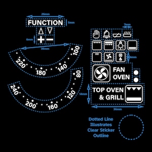 White Text 80-240 100-220 Degree Clockwise Dial Temperature Function & Symbol Label, Stove Sticker Self Adhesive Knob Switch Gas Hob Oven