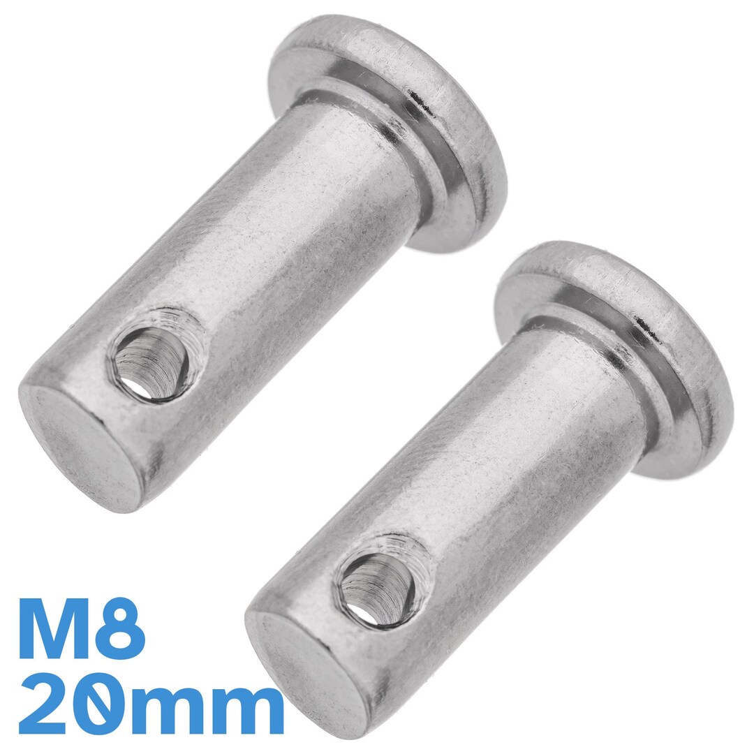 2pcs M8 8mm X 20mm Clevis Pin 304 Stainless Steel Single Hole Flat Head