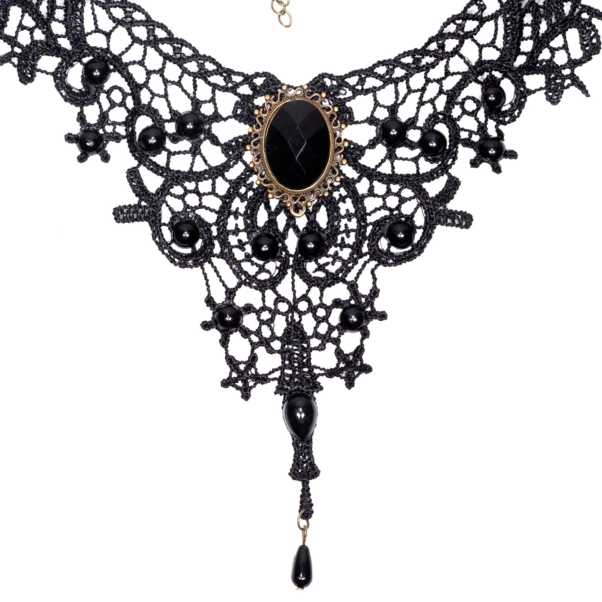 Black Gothic Choker Flower Lace Cotton Fabric Necklace Vintage ...