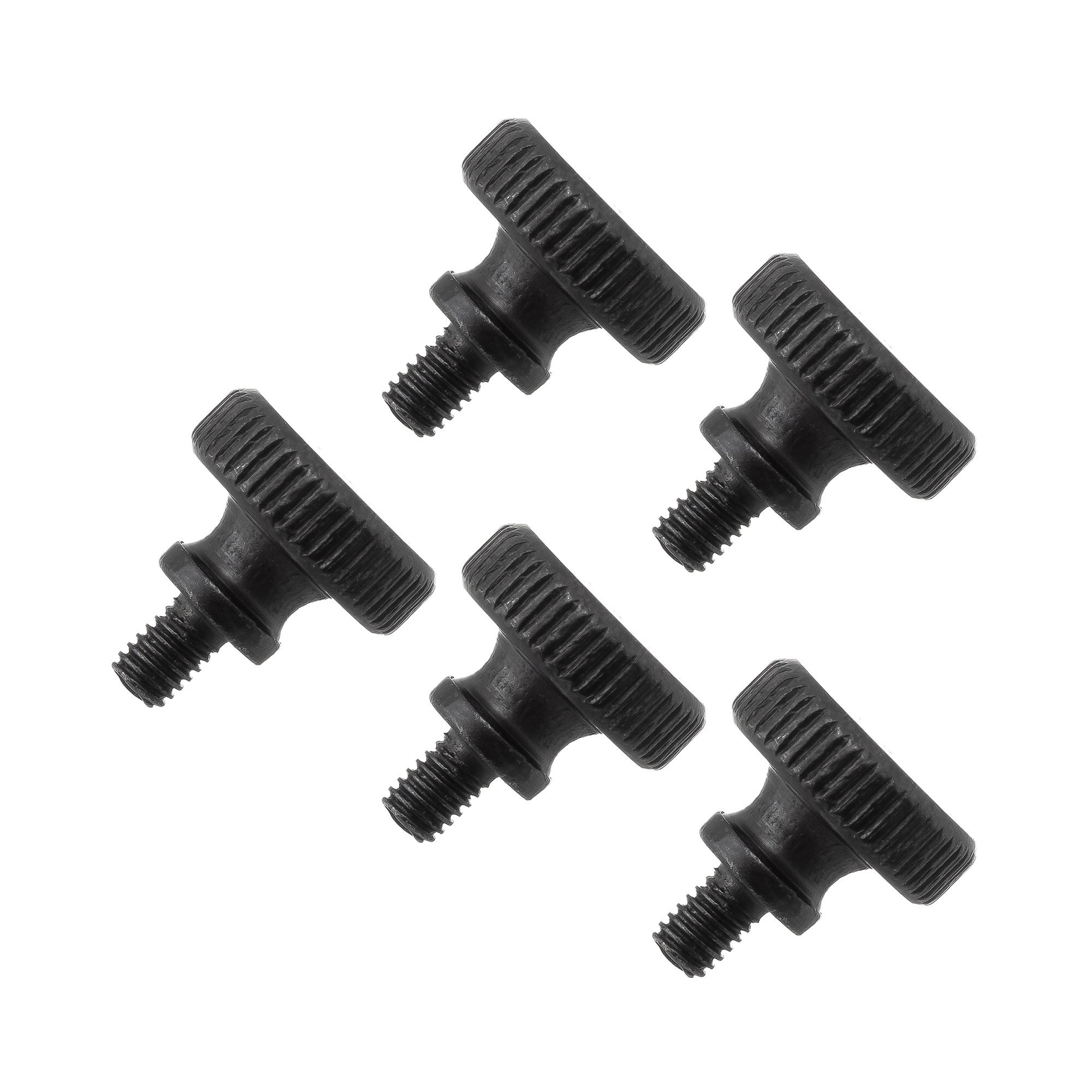 5pcs M3 x 4mm Black Thumb Screw Knurled Head Carbon Steel Hand Tighten Loosen Nut Lock Clamp Threaded Knurling Bolt Fasten Tightening Tool