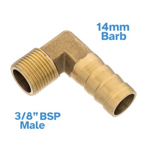 Brass Elbow Fitting 14mm Barb Hose To 3/8" BSP Male Valve Pipe 90 Degree Connector Joint Water Gas Air Adapter Reducer Threaded Barbed Tube