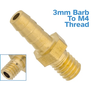 Brass Fitting 3mm Barb M4 Metric Male Thread Hose Tail End Threaded Pipe Connector Joint Adapter Barbed Tube Replace Connecting Bit Tool