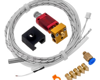 3D Printer 24V 40W Brass Nozzle Kit 1.75mm Extruder J-Head Hotend PTFE Tube Throat Connector Thermistor Heat Sink Heating Wire Printing Part