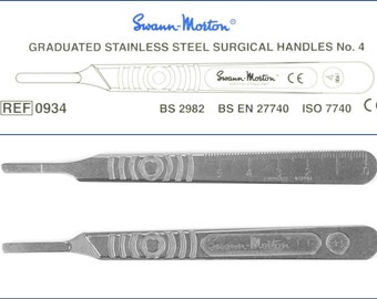 No. 4 Swann & Morton Stainless Steel Scalpel Handle Surgical Blades For # 18 19 20 21 22 24 25 26 27 36 Cut Cutter - Autoclavable Grip Blade