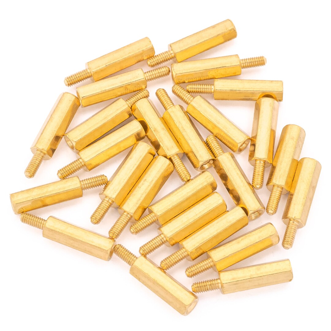 25pcs M2.5 15mm Brass Spacer Standoff Male to Female Hex Spacing Screw ...