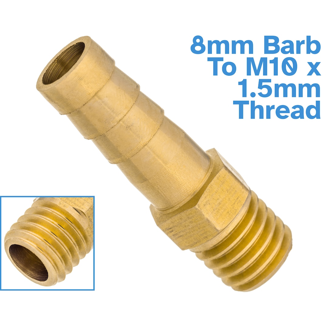 Brass Fitting 8mm Barb M10 X 1.5mm Male Thread Hose Tail End Threaded ...
