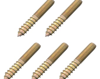 5pcs M8 x 50mm Hanger Bolt Zinc Plated Wood To Metal Dowel Lag Screw Metric Thread Double Ended Furniture Fix Leg Self Tapping Timber Head