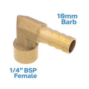 Brass Elbow Fitting 10mm Barb Hose To 1/4" BSP Female Valve Pipe 90 Degree Connector Joint Water Gas Adapter Reducer Threaded Barbed Tube