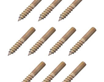 10pcs M4 x 25mm Hanger Bolt Zinc Plated Wood To Metal Dowel Lag Screw Metric Thread Double Ended Furniture Fix Leg Self Tapping Timber Head