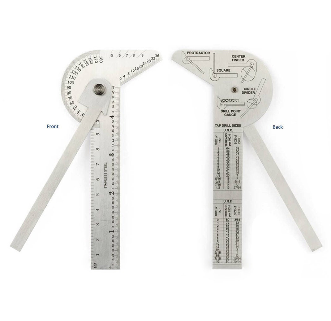 Multifunction Ruler Metric 6 in 1 Multifunction Gauge Bevel Protractor Centre Finder Square Circle ...