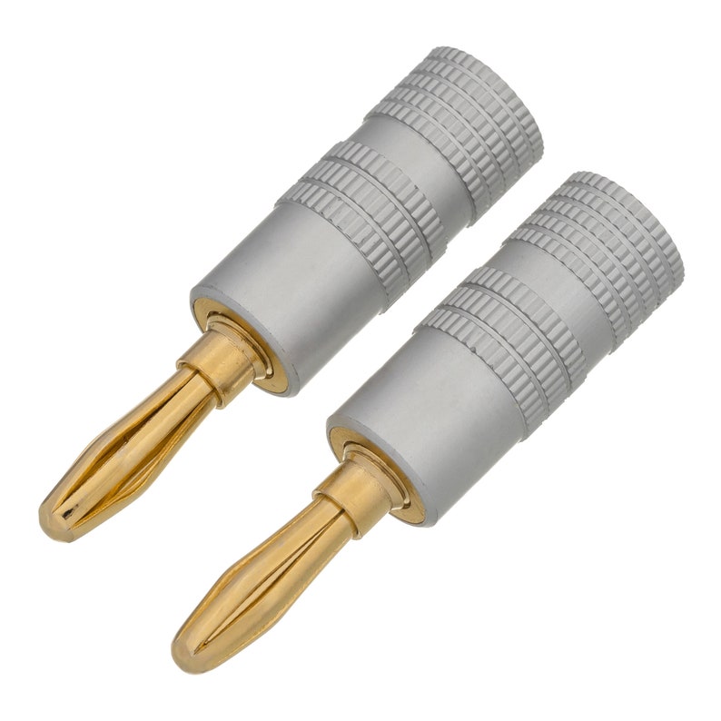 2pcs Gold Plated Compression Banana Plugs Hifi Speaker Cable Connector