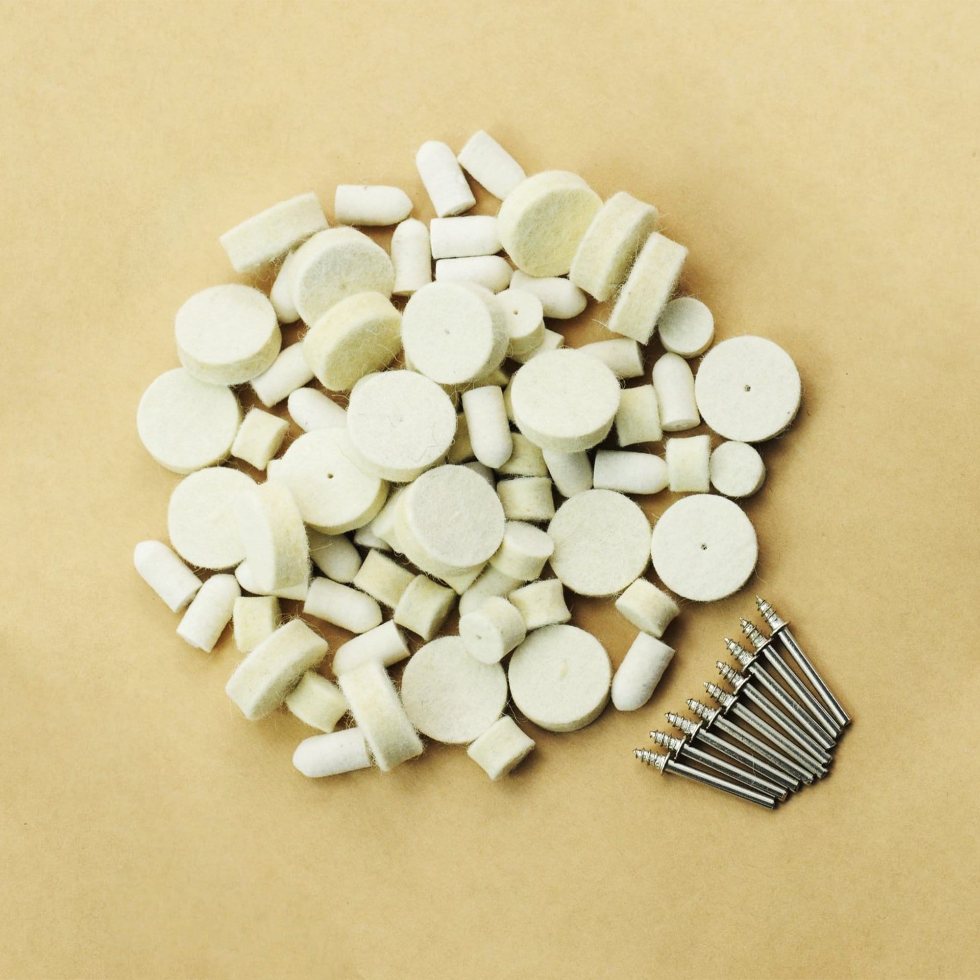 Round Buff Bit 88pcs Wool Felt Wheel 25mm 12.7mm Round Disc 10mm Cone 3.175mm Shank ...