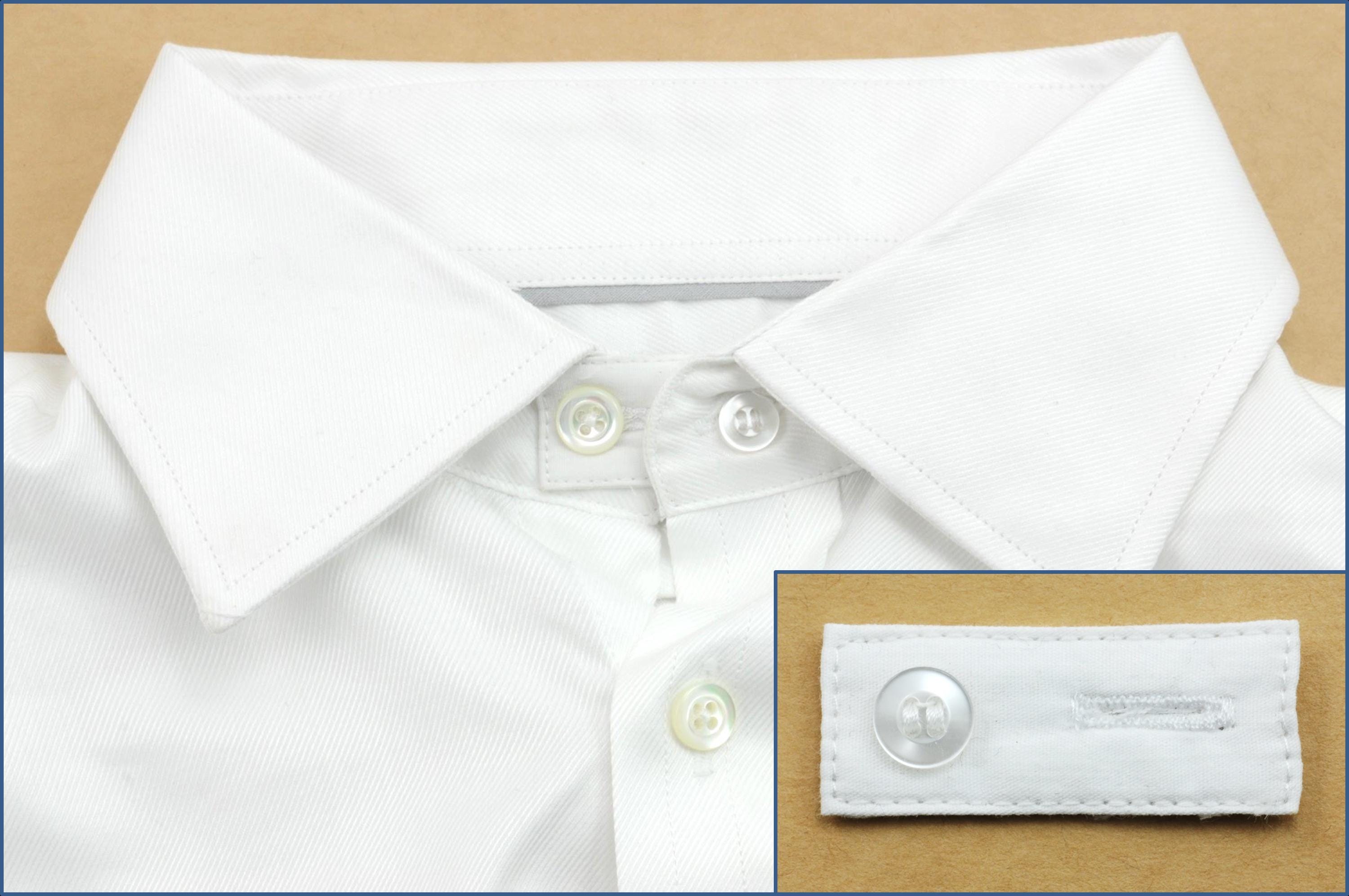 White Cotton Poplin Collar Extender - For Shirt Blouse Collared Top Business Dress Neck Cuff Size Tie Smart Button - Widen Extension Expand