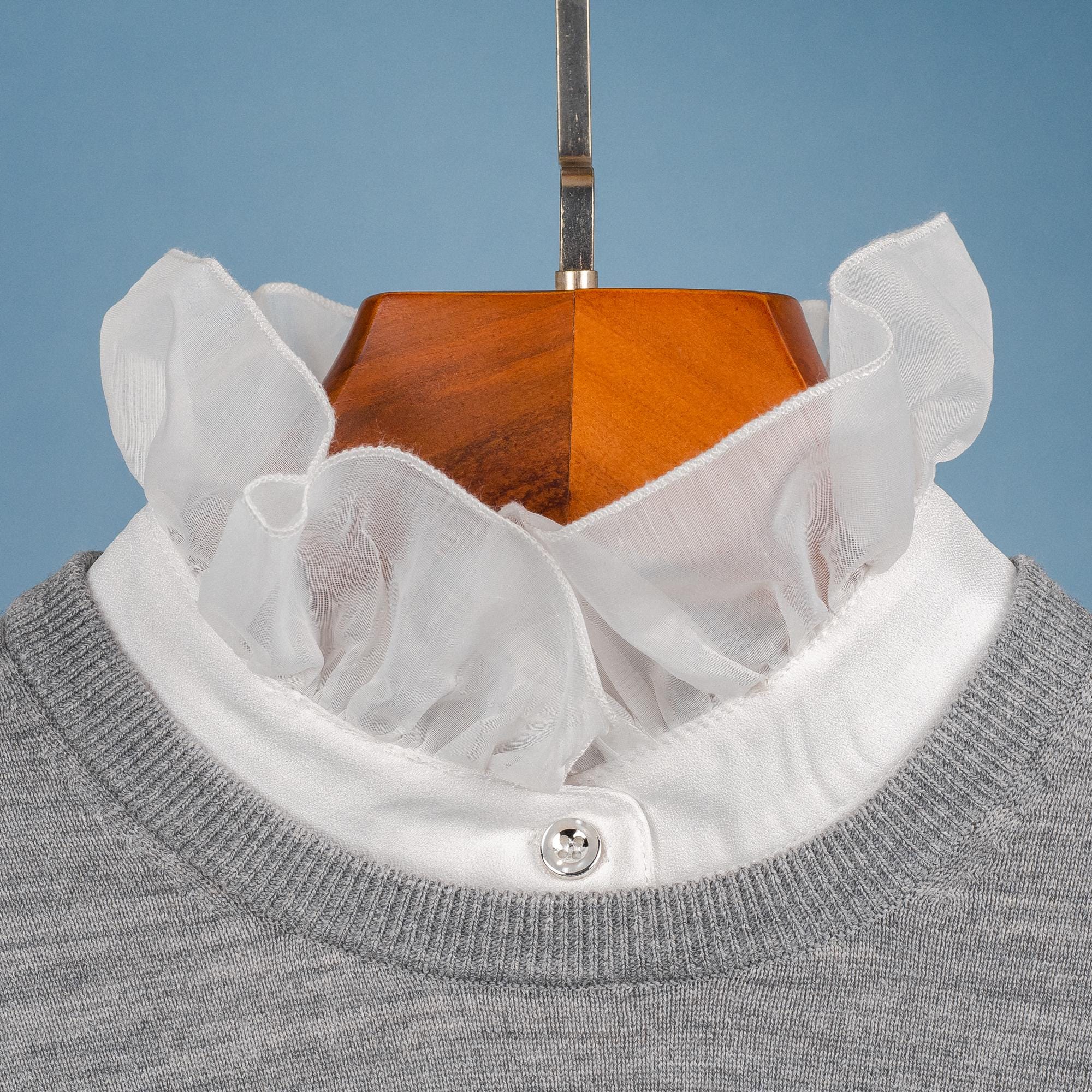 White Ruffle Collar White Ruffle Classic Satin False Upright Collar Design for Women Girls ...