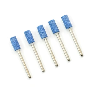 5pcs 6mm Cylinder Chrome Corundum Burr Abrasive Ceramic Stone 3mm Shank Polishing Grinding Buffing Rotary Drill Bit Bur File Mount Tip Tool