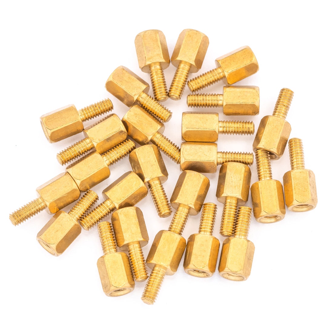 25pcs M2.5 6mm Brass Spacer Standoff Male to Female Hex Spacing Screw ...
