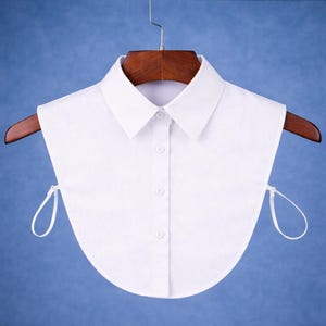 White False Classic Cotton Collar Design For Women Girls Ladies Collared Button Shirt Bust Blouse Sheer Oxford Top Jumper Pointed Classical