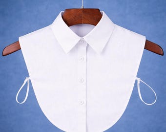 White False Classic Cotton Collar Design For Women Girls Ladies Collared Button Shirt Bust Blouse Sheer Oxford Top Jumper Pointed Classical