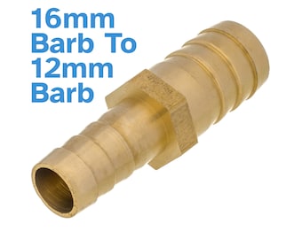 Brass Fitting 16mm To 12mm Barb Straight Hose Valve Pipe Connector Joint Air Water Gas Converter Adapter Reducer Barbed Tube Replace Tool