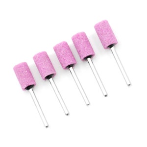 5pcs 10mm Cylinder Abrasive Ceramic Stone Burr 3mm Shank Chrome Corundum Polishing Grinding Buffing Rotary Drill Bit Bur File Mount Tip Tool