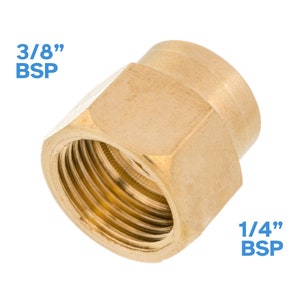 3/8&quot; BSP Female To 1/4&quot; BSP Female Brass Pipe Fitting 19mm Coupler Hex Tube Connector Adaptor Joiner Reducer Piping Threaded Water Gas Fuel