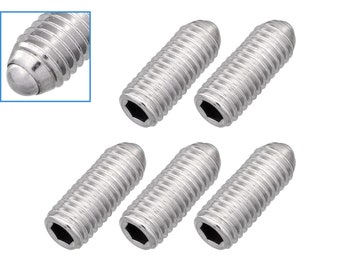 5pcs M8 x 20mm Threaded Ball Spring Plunger Stainless Steel 35N Max Load Screw Bolt Hex Socket Point Grub Indexing Positioning Loading Tool