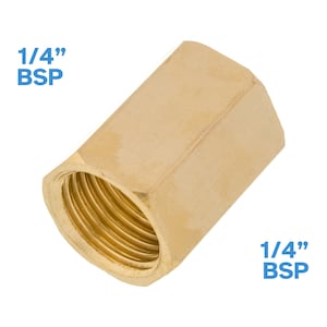 1/4&quot; BSP Female To 1/4&quot; BSP Female Brass Pipe Fitting 20mm Coupler Hex Tube Connector Adaptor Joiner Reducer Piping Threaded Water Gas Fuel