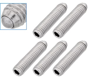 5pcs M5 x 20mm Threaded Ball Spring Plunger Stainless Steel 20N Max Load Screw Bolt Hex Socket Point Grub Indexing Positioning Loading Tool
