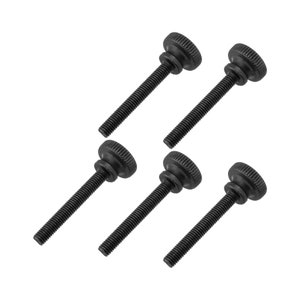 5個 M5 x 35 mm ブラック つまみネジ ローレットヘッド カーボンスチール 手締め 緩め ナット ロック クランプ ねじ付き ローレットボルト 締め付けツール