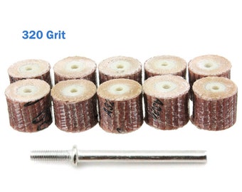 11 szt. listków ściernych 320 Grit Fine 9 mm okrągła głowica koła 3 mm trzpień ścierny papier ścierny szlifierka bębnowa szlifierka zestaw narzędzi wiertniczych obrotowych