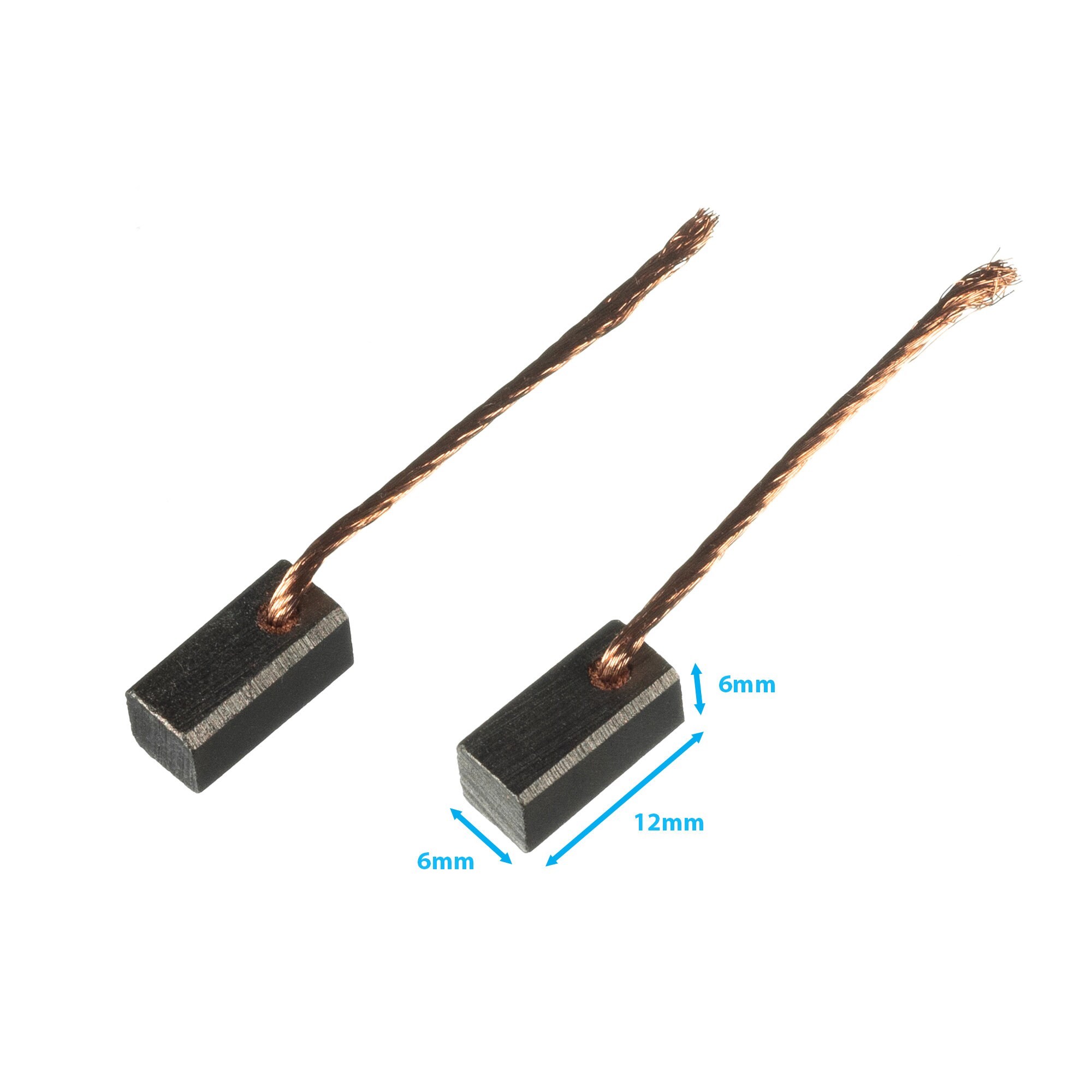 thumbnail image 2 of 2 Pack Carbon Brushes 6x6x12mm - Small Motor Replacement For Car Wiper, Power Tools 2 of 5