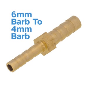 Brass Fitting 6mm To 4mm Barb Straight Hose Valve Pipe Connector Joint Air Water Gas Converter Adapter Reducer Barbed Tube Replace Bit Tool