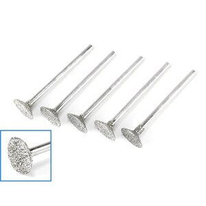 5pcs 50 Grit Coarse 12mm Taper Flat Head Diamond Burrs 3mm Shank Grinding Carving Dovetail Headed File Tip Tipped Rotary Drill Bit Tool Set