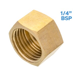 Messing 1/4 "BSP Weiblicher Endstopfen Innengewindekappe 10mm Länge Compression Stop Fitting Außensechskantkopf-Gewindekoppler-Anschlussadapter