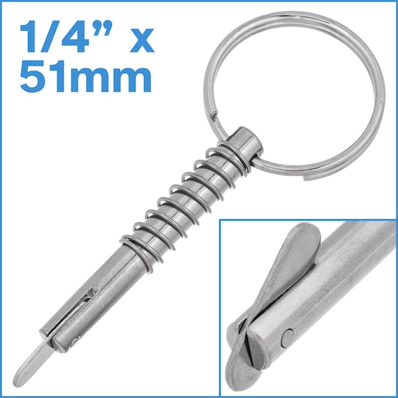 1/4" X 51mm Spring Loaded Lock Pin 316 Stainless Steel Quick Release Self Locking With Keyring Clevis Fasten Push Pull Marine Security Tool - Etsy 1/4" X 51mm Spring Loaded Lock Pin 316 Stainless Steel Quick Release Self Locking With Keyring Clevis Fasten Push Pull Marine Security Tool - Etsy