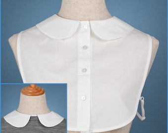 White Peter Pan Round Cotton False Collar 50s Classic Vintage Design For Women Girls Ladies Collared Button Shirt Bust Blouse For Sweater