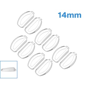5 Pairs 14mm x 7mm Slot In Nose Pads Clear Silicone Eyeglass Glasses Reading Specs Spectacles Anti Non Slip Insert Slotted Push On Replace
