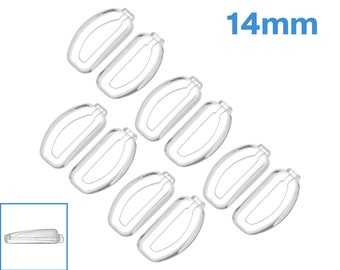 5 Pairs 14mm x 7mm Slot In Nose Pads Clear Silicone Eyeglass Glasses Reading Specs Spectacles Anti Non Slip Insert Slotted Push On Replace