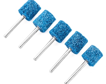 5pcs 150 Grit Nylon Brush Wheel 3mm Shank Rotary Drill Bit Blue Abrasive Grinding Polishing Buffing Cleaning Removing Metal Work Tool Set