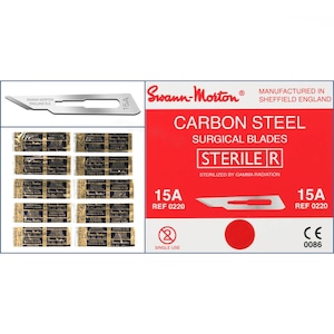 10pcs No. 15A Swann Morton Carbon Steel Sealed Sterile Scalpel Blades Craft Sculpting Cut Cutting Tool - Suitable for Handle #3, 5, 7, 9