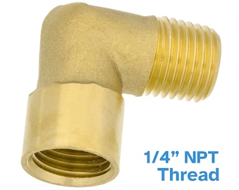 Brass 1/4" NPT Male to Female Threaded Elbow Fitting 90 Degree Pipe Connector Thread Tube Coupler Adaptor Connecting Joint Water Air Fuel
