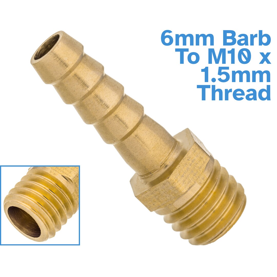 Metric Brass Fitting 6mm Barb M10 X 1.5mm Male Thread Hose Etsy