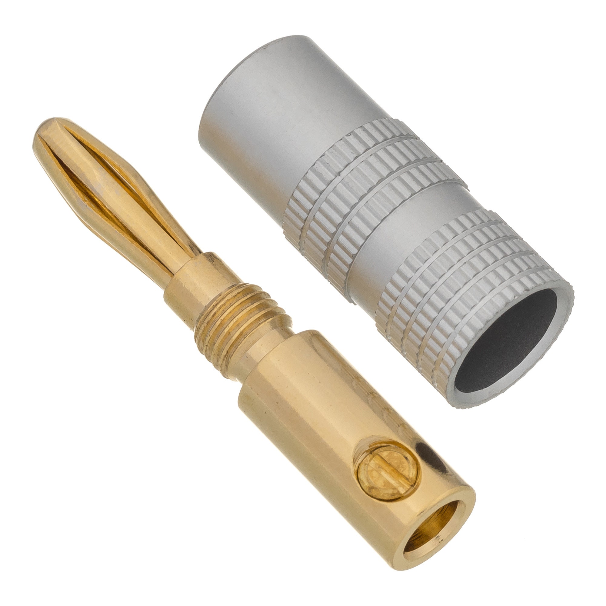 2pcs Gold Plated Compression Banana Plugs Hifi Speaker Cable Connector