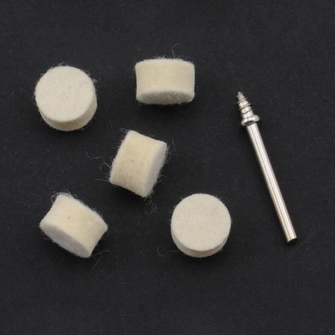 Round Buff Bit 6pcs Wool Felt Wheel 13mm X 9mm Round Disc 3mm Shank Screw-on Mandrel ...