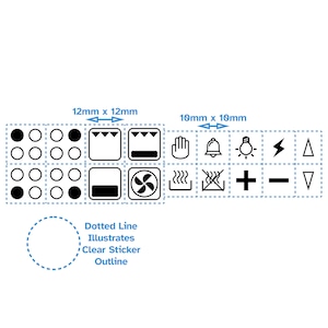 4 plaques de cuisson avec symboles, autocollants pour table de cuisson, étiquettes auto-adhésives, impression noire, fond transparent, bouton de commutation pour cuisinière à gaz de rechange pour le four