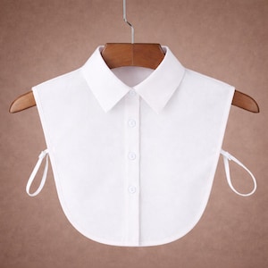 Blanc classique pointu plat faux col en crêpe pour femmes filles dames col boutonné chemise oxford buste chemisier à enfiler pour pull