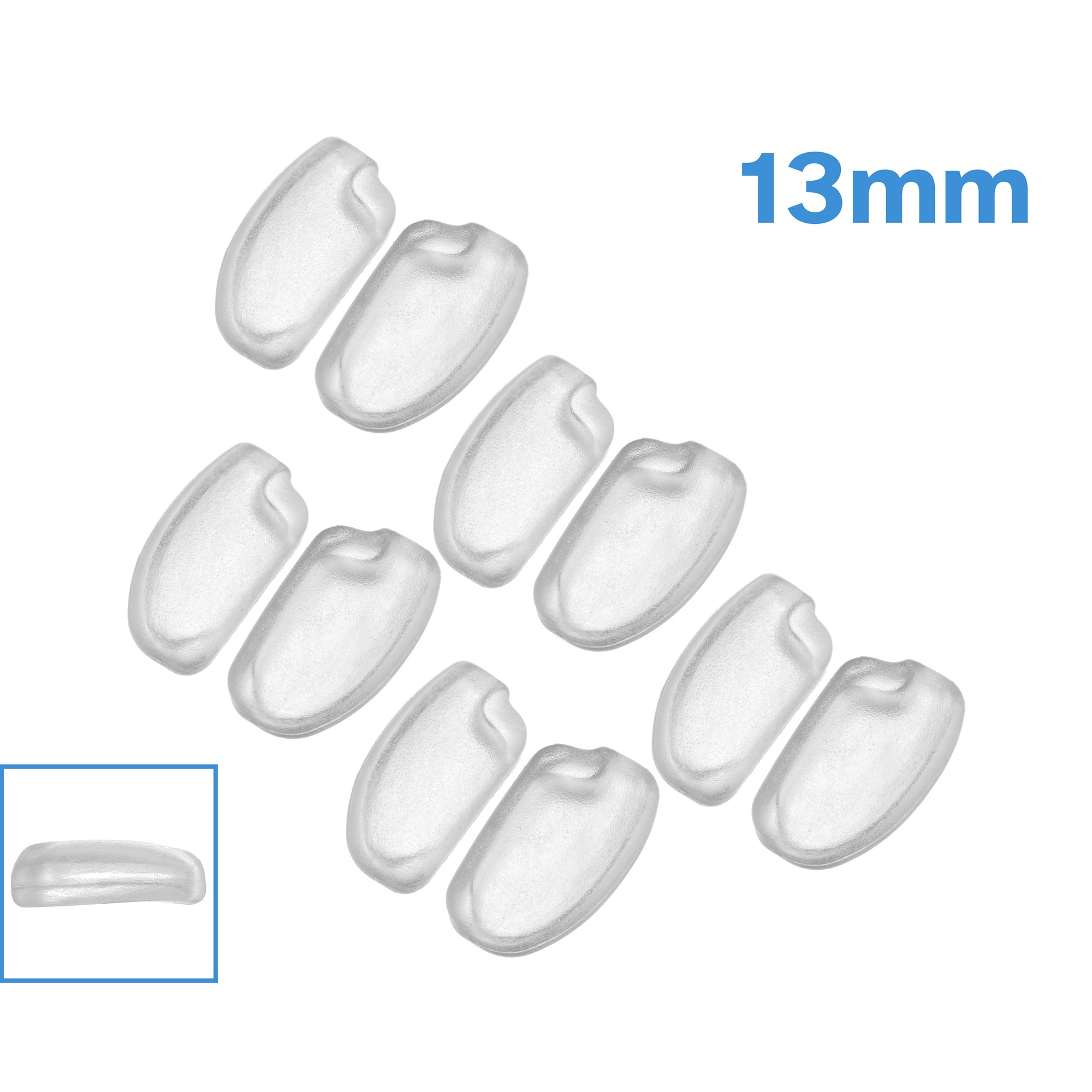 5 Pairs 13mm x 7mm Slot In Frosted Silicone Nose Pads Eyeglass Glasses Reading Specs Spectacles Anti Non Slip Insert Slotted Push On Replace