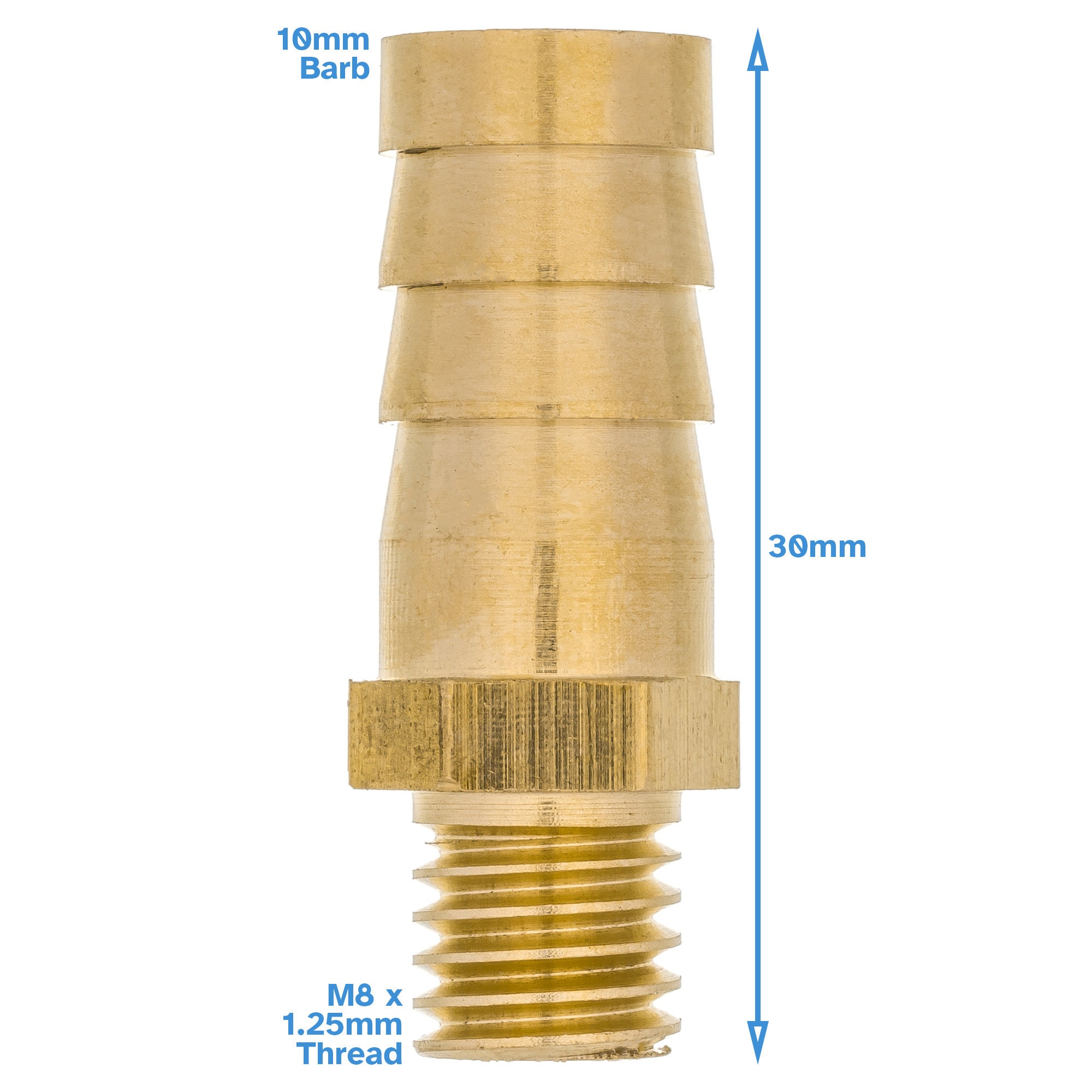 Brass Fitting 10mm Barb M8 X 1.25mm Male Thread Hose Tail End Threaded ...